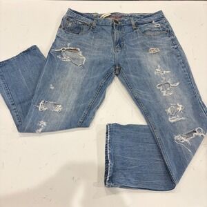Tokyo Five Jitsu Regular Fit Distressed Ripped Blue Jeans Mens 40/33 Medium Wash